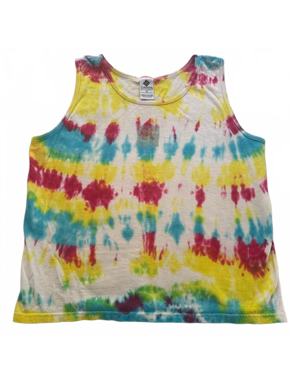 Columbia Sportswear Tie Dye Tank Top Medium M Rainbow Cotton Festival Sleeveless